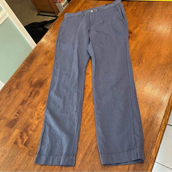 Polo Ralph Lauren blue linen cotton straight fit pants size 32/32 - Picture 1 of 8